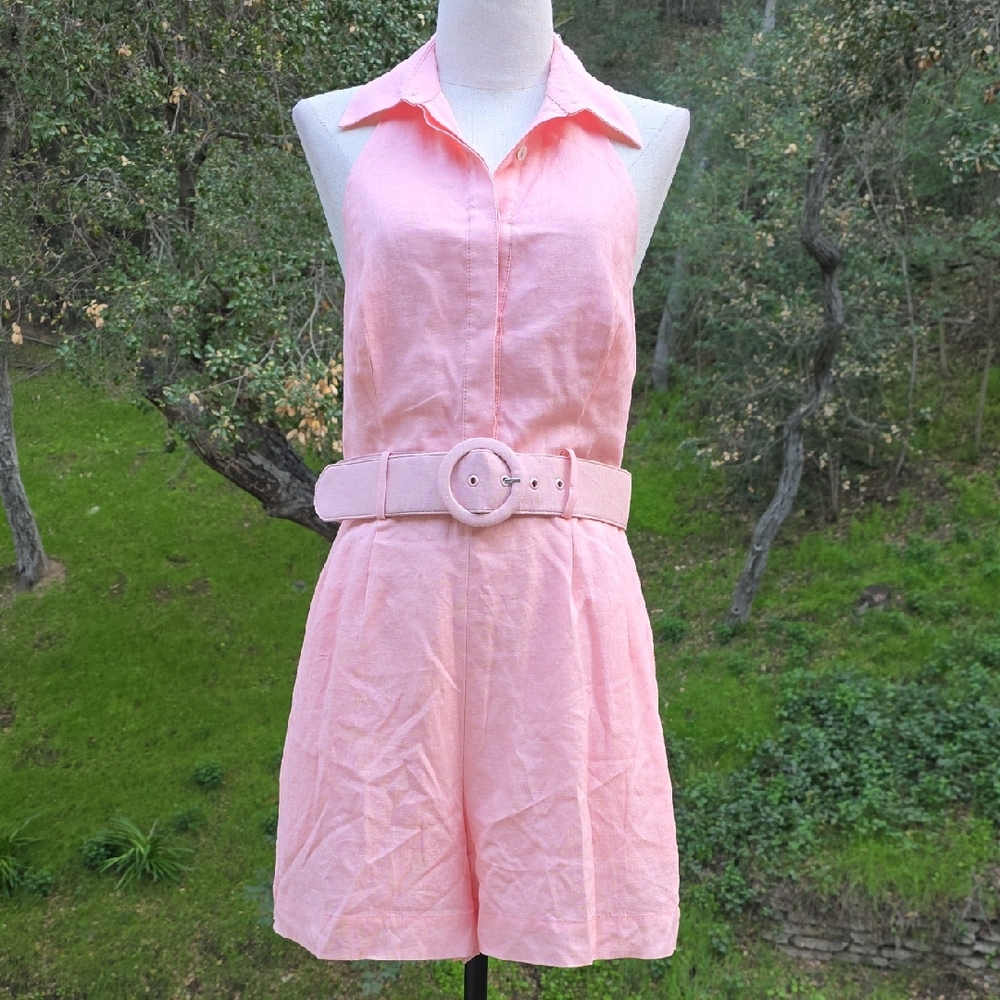 NEW HUTCH SLEEVELESS BELTED ROMPER W/COLLAR & HALTER BACK SIZE S